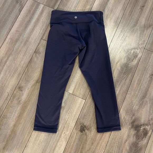 Lululemon Blue Gray Athletic‎ Workout Cropped Leggings Women 4 - Picture 4 of 5